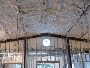 Insulated ceiling of rear of church and top of back wall, Mid-July 2017